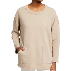 Eileen Fisher Organic Cotton Boxy French Terry Tunic Tan XXS oversized EUC